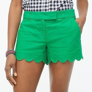 JCrew green scalloped shorts